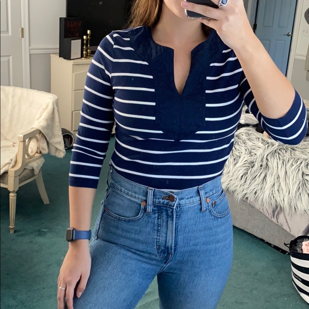 Ralph Lauren Navy and White Striped Tunic Top